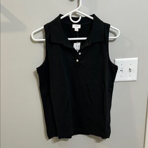 J. Crew Factory Sleeveless Piqué Polo Shirt in Black NWT